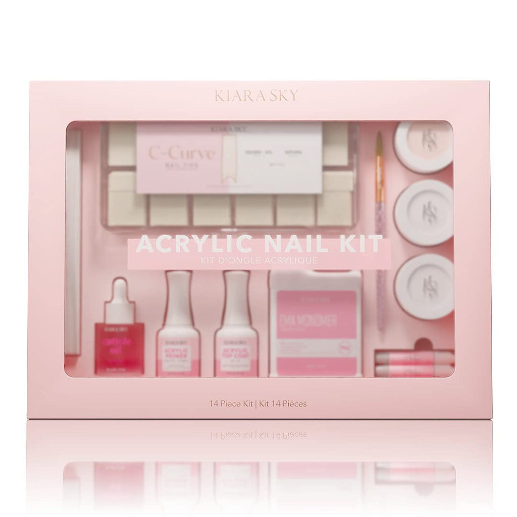 Kiara Sky 14 Piece Acrylic Nail Starter Kit – EMA Monomer, Primer & Top Coat