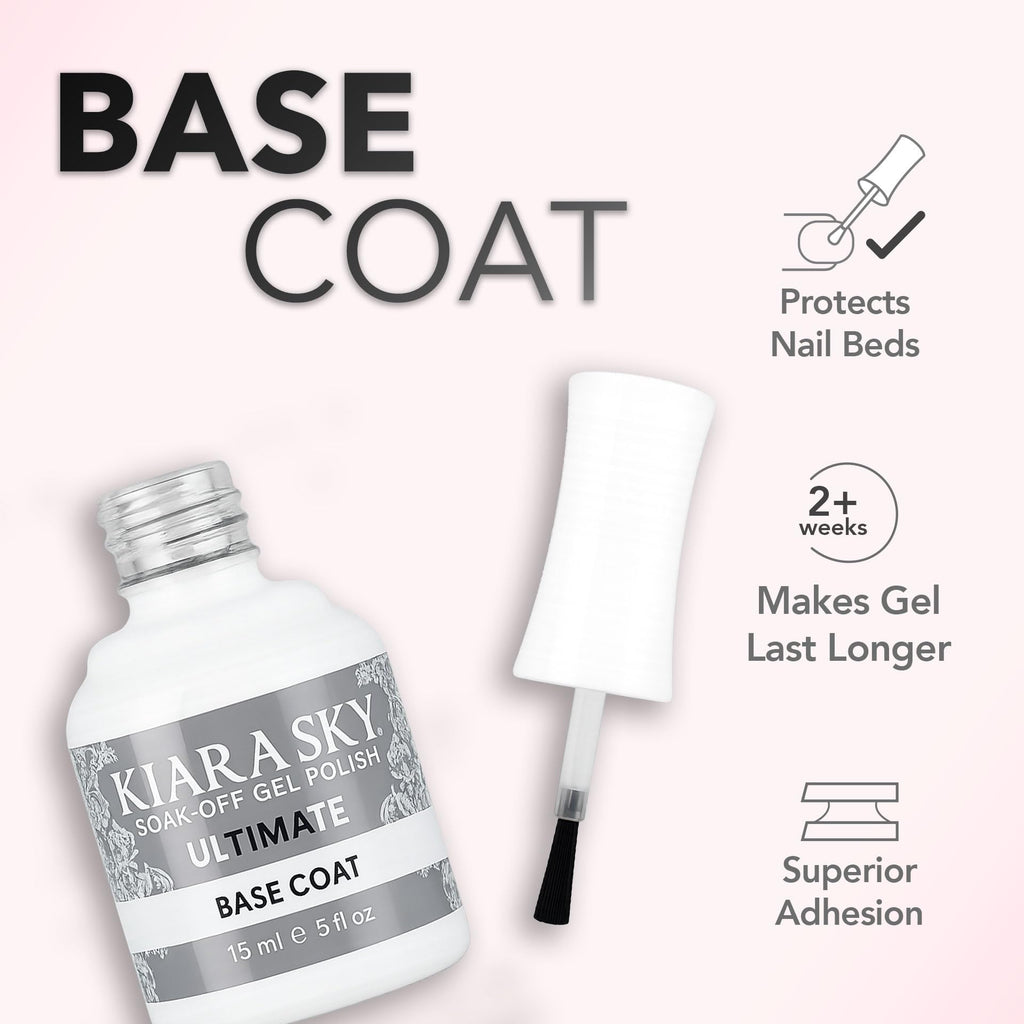 KIARA SKY Ultimate Gel Top Coat & Base Coat Duo 15ml | Soak Off Gel Polish Formula
