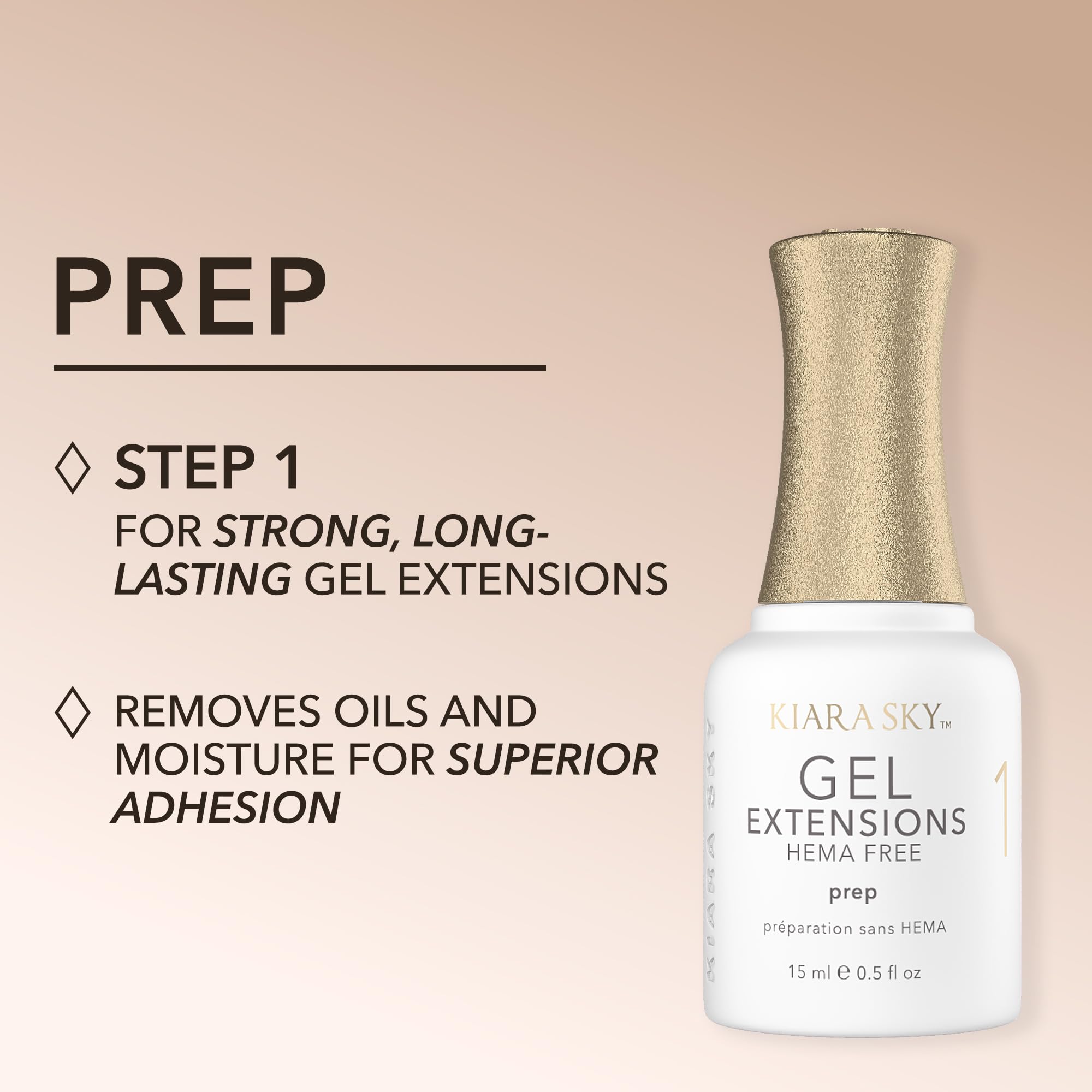KIARA SKY Gel Extension Essentials Step 1 Prep – HEMA-Free Nail Prep 0.5 oz