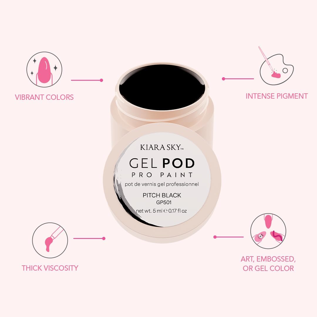 KIARA SKY Gel Paint Pod Pitch Black – Ultra-Pigmented Nail Art Gel