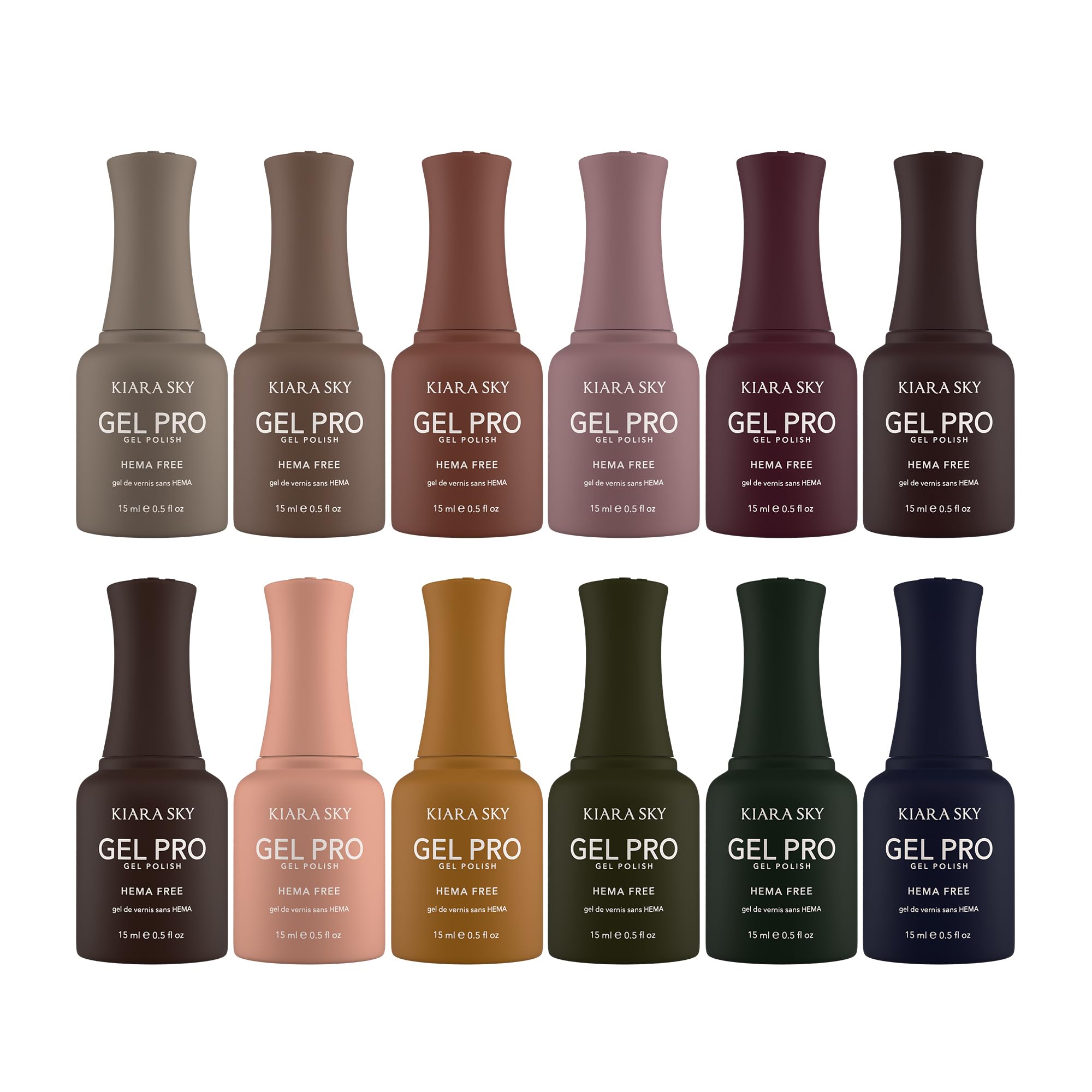 KIARA SKY Gel Pro HEMA-FREE Gel Nail Polish – The Fall Edit, 12 Shades (0.5 Fl Oz Each)