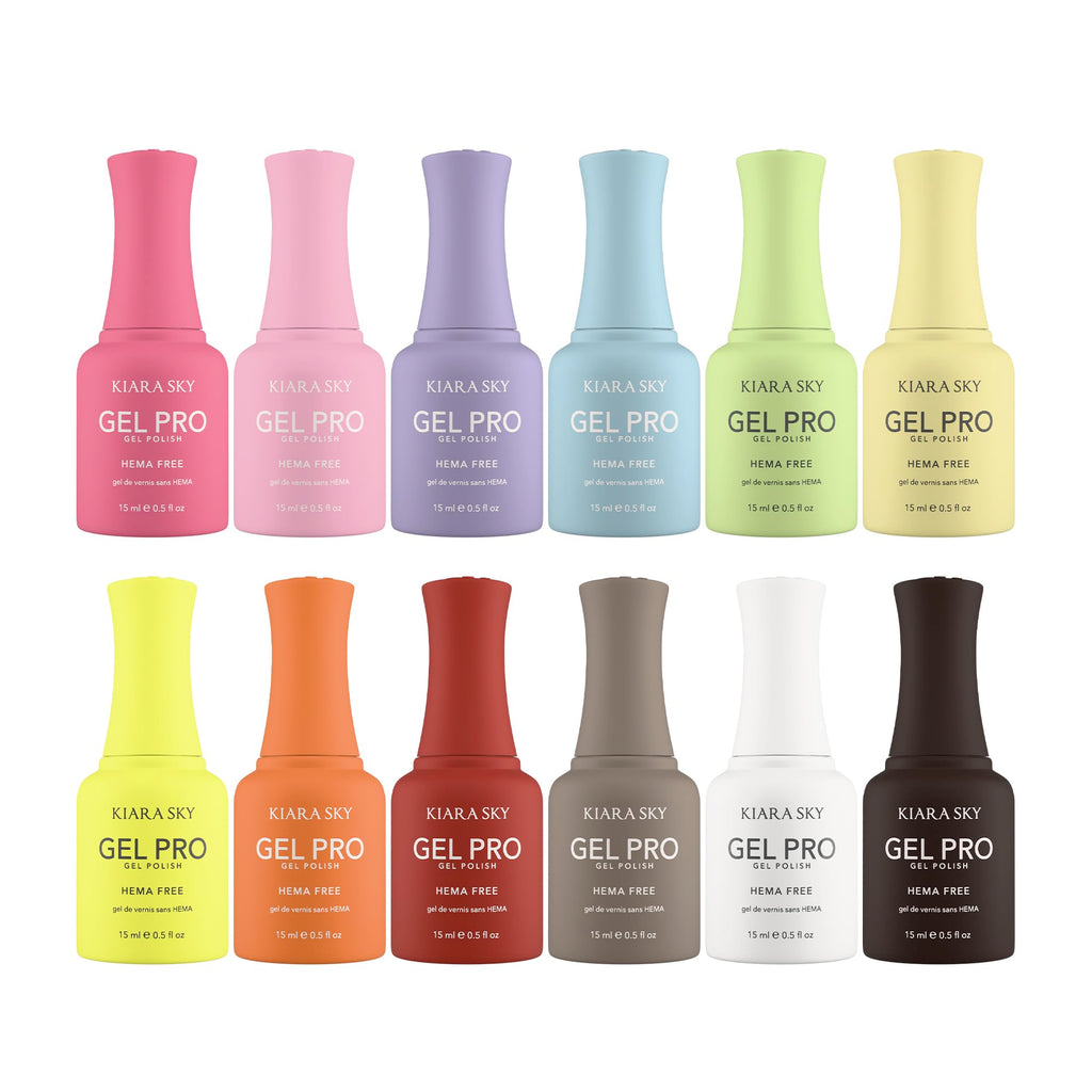 KIARA SKY Gel Pro HEMA-FREE Gel Nail Polish Collection — The Color Spectrum Edit, 12 Colors × 0.5 oz