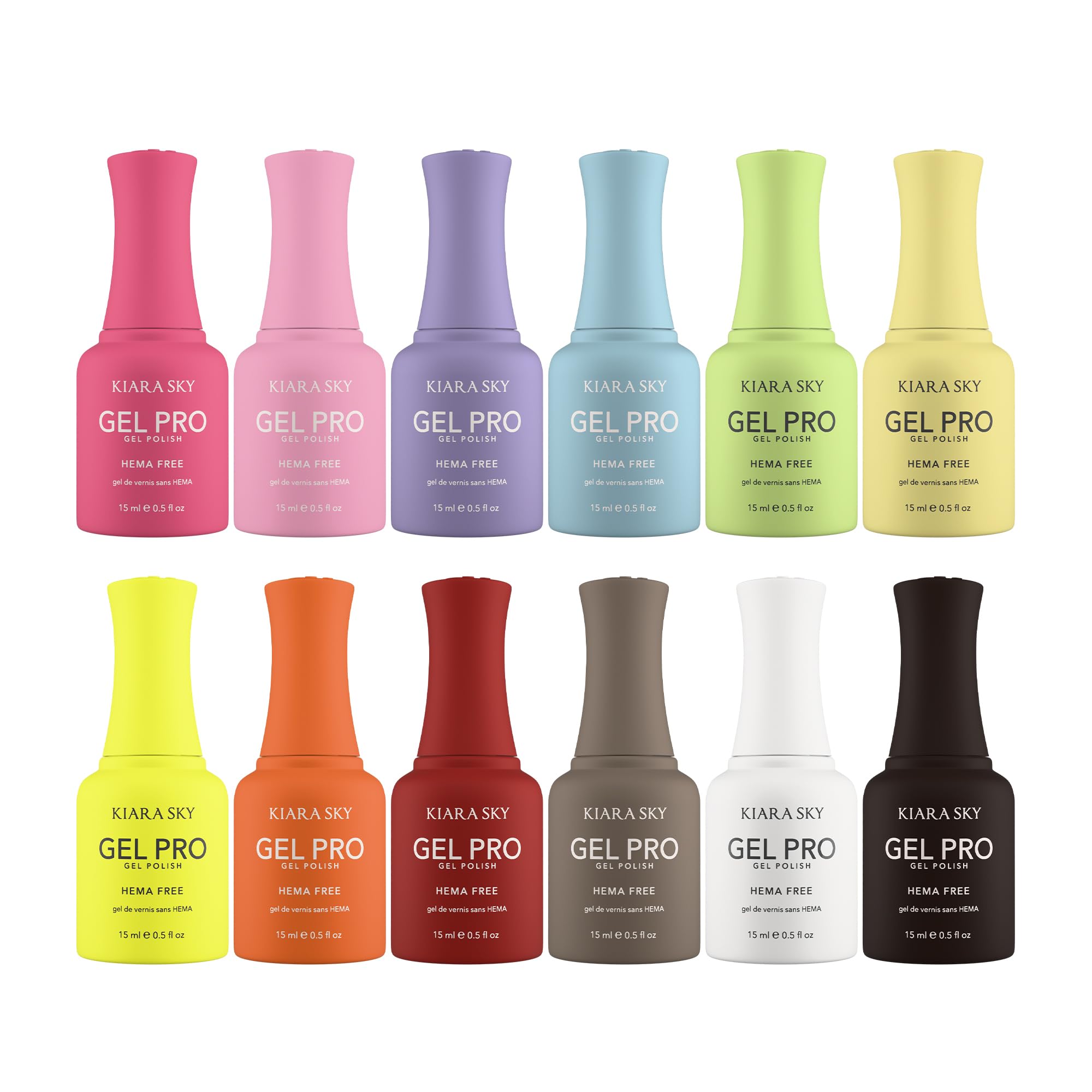 KIARA SKY Gel Pro HEMA-FREE Gel Nail Polish Collection — The Color Spectrum Edit, 12 Colors × 0.5 oz