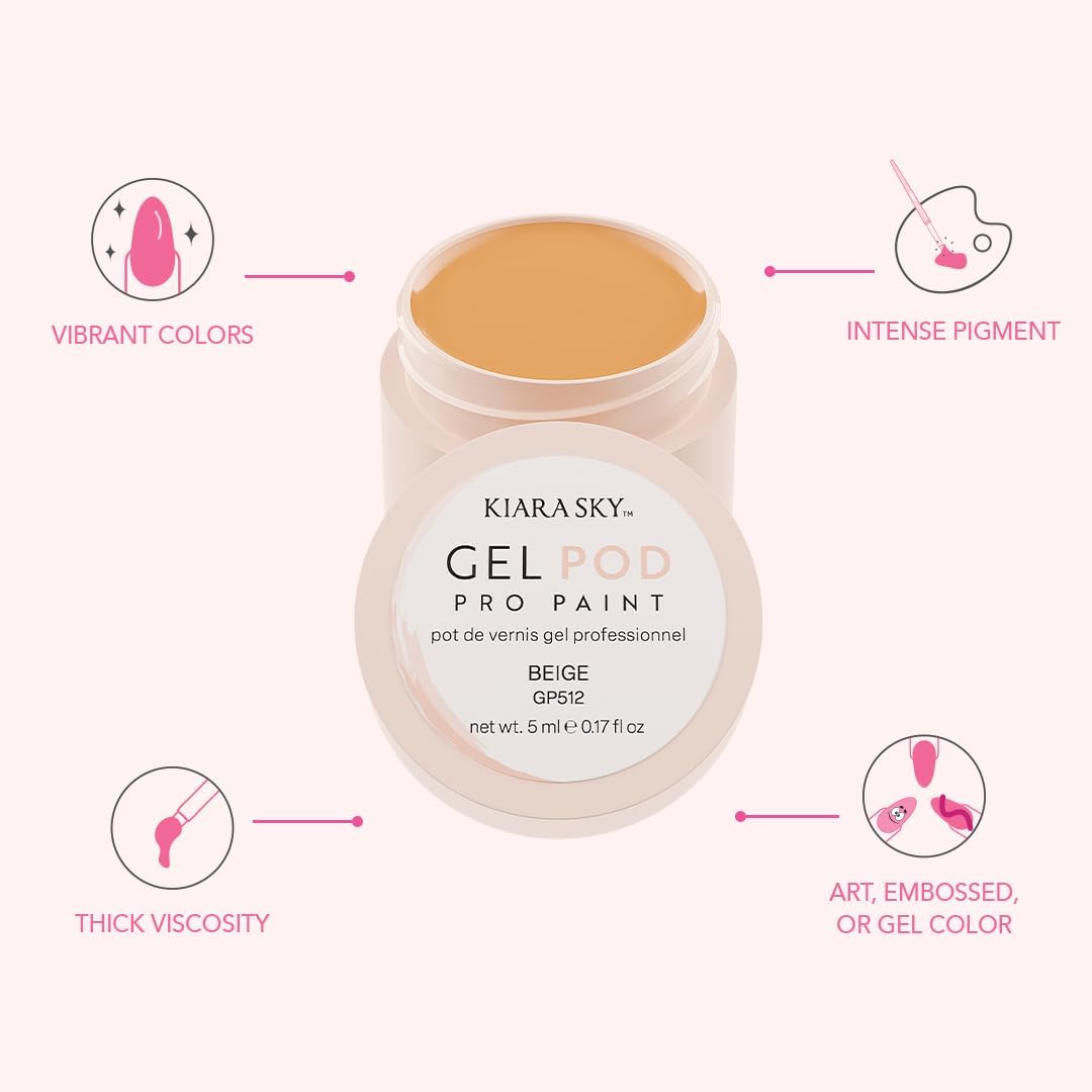 KIARA SKY Gel Paint Pod in Beige – 0.17 fl oz for Nail Art | Base Layer & Intricate Details