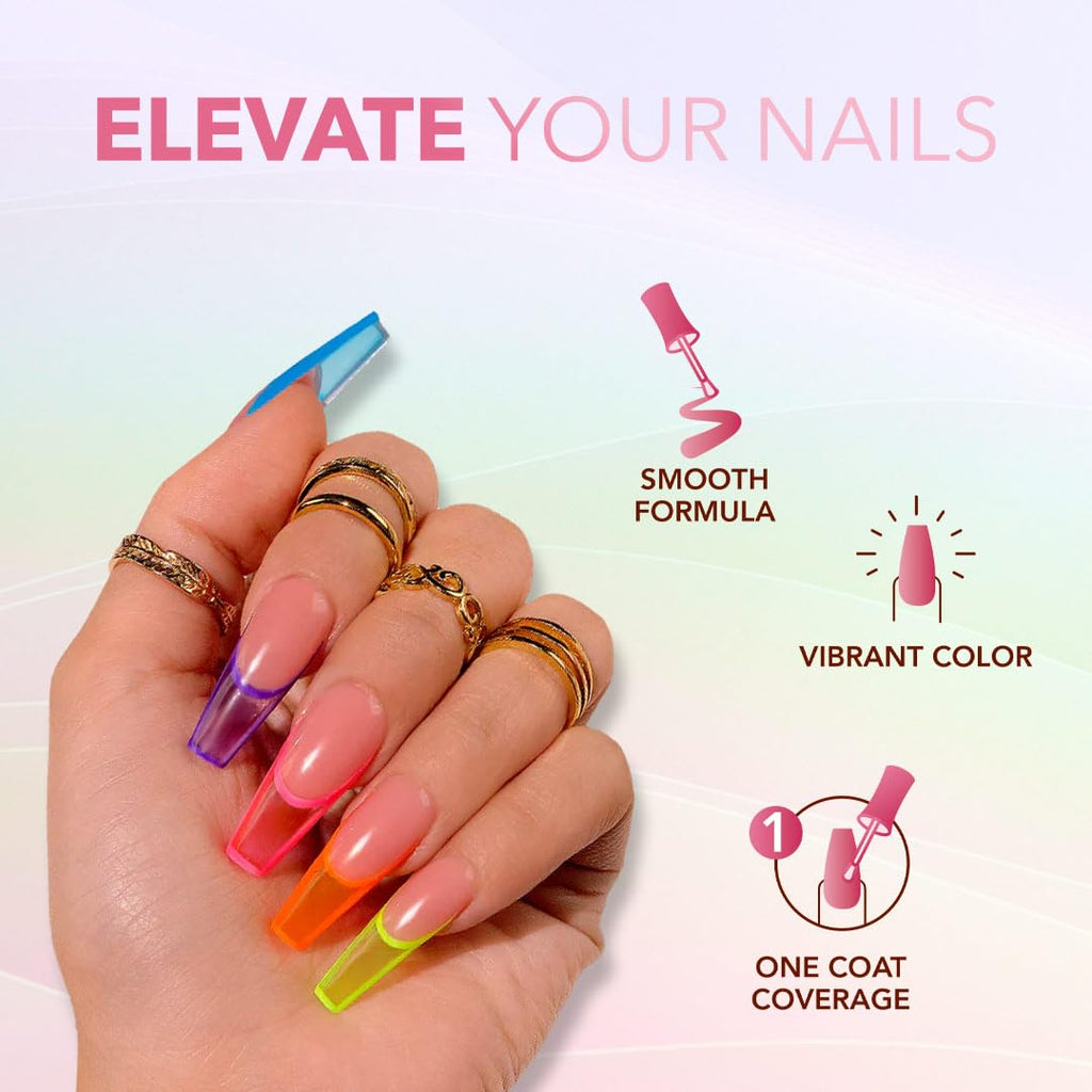 KIARA SKY Jelly Tints Heat Stroke Neon Pink Gel Polish | One-Coat Coverage