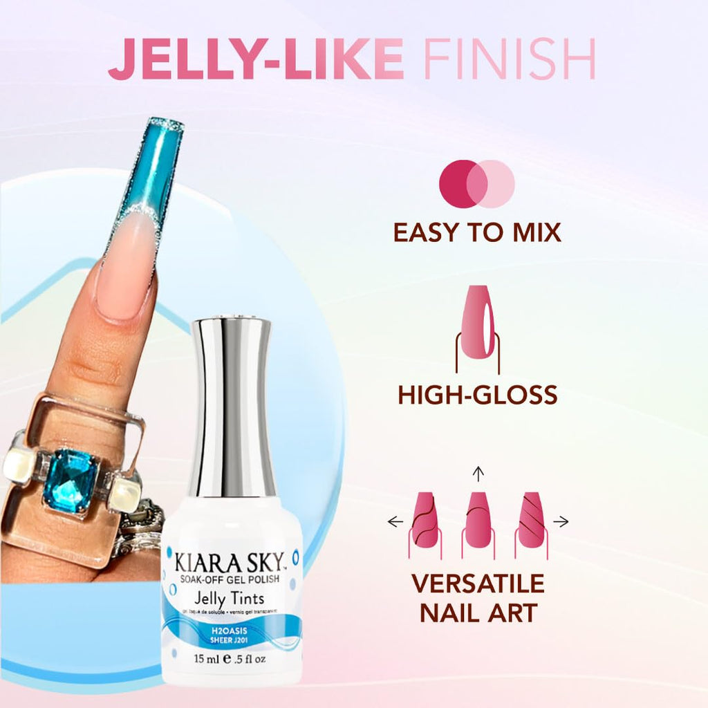 KIARA SKY Jelly Tints Hot Pink Neon Gel Polish 15ml
