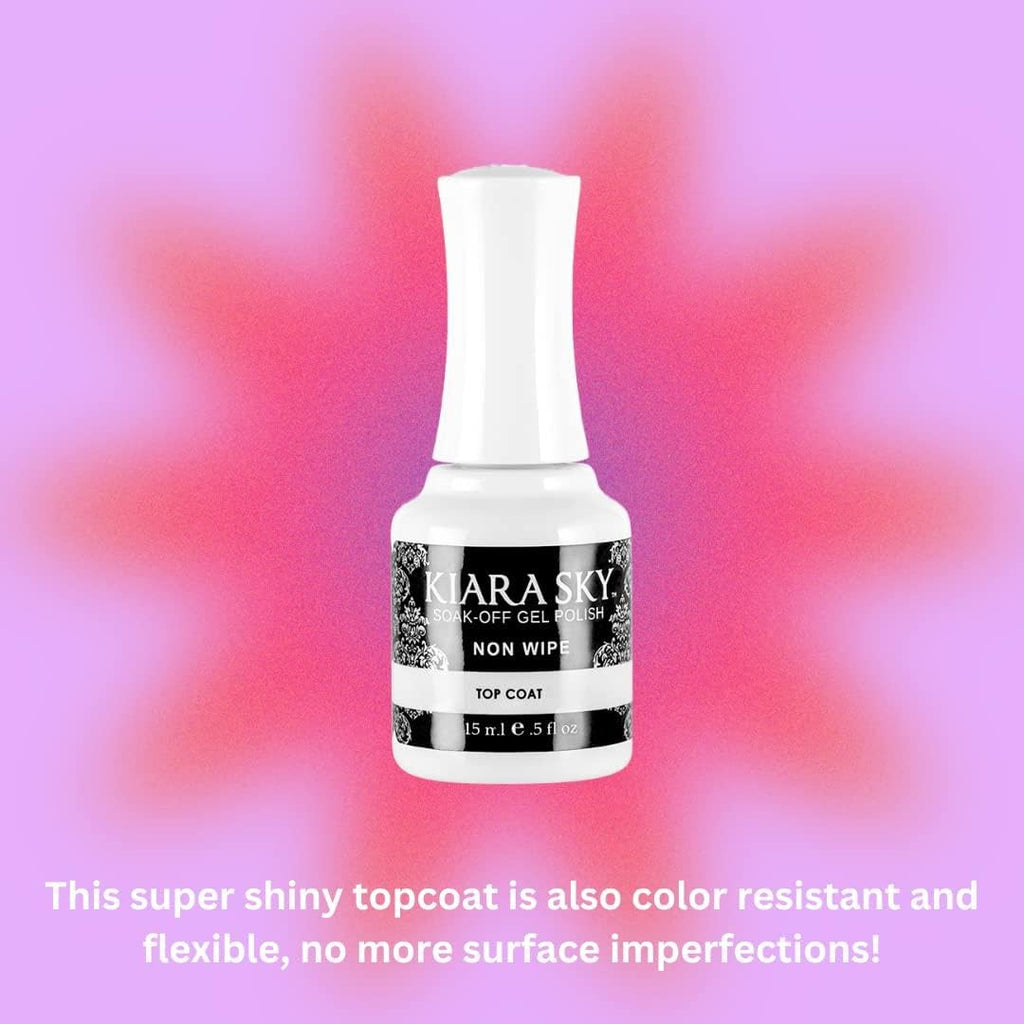 Kiara Sky LED UV Soak Off Gel Top Coat – Non-Wipe, High Gloss Finish