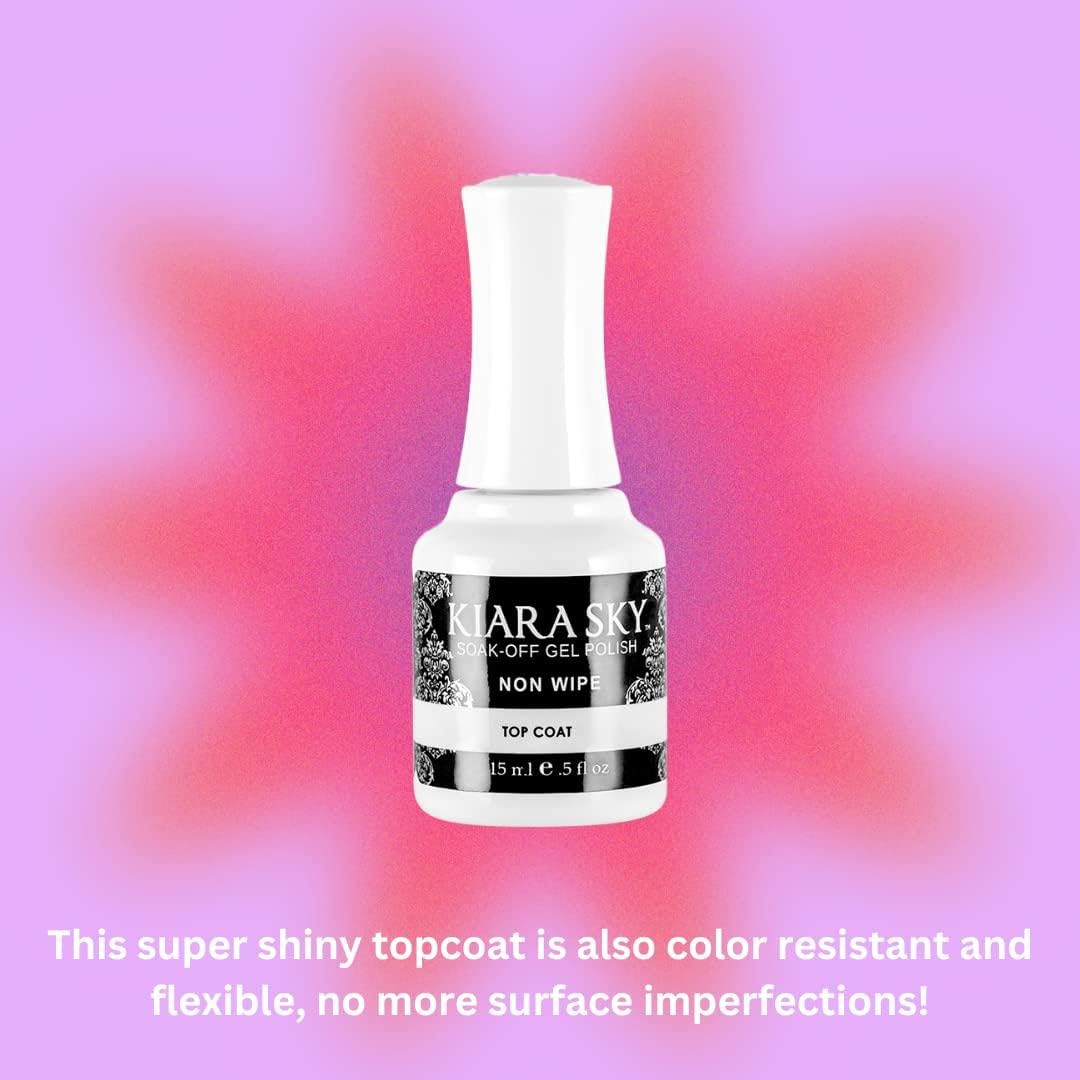 Kiara Sky LED UV Soak Off Gel Top Coat – Non-Wipe, High Gloss Finish