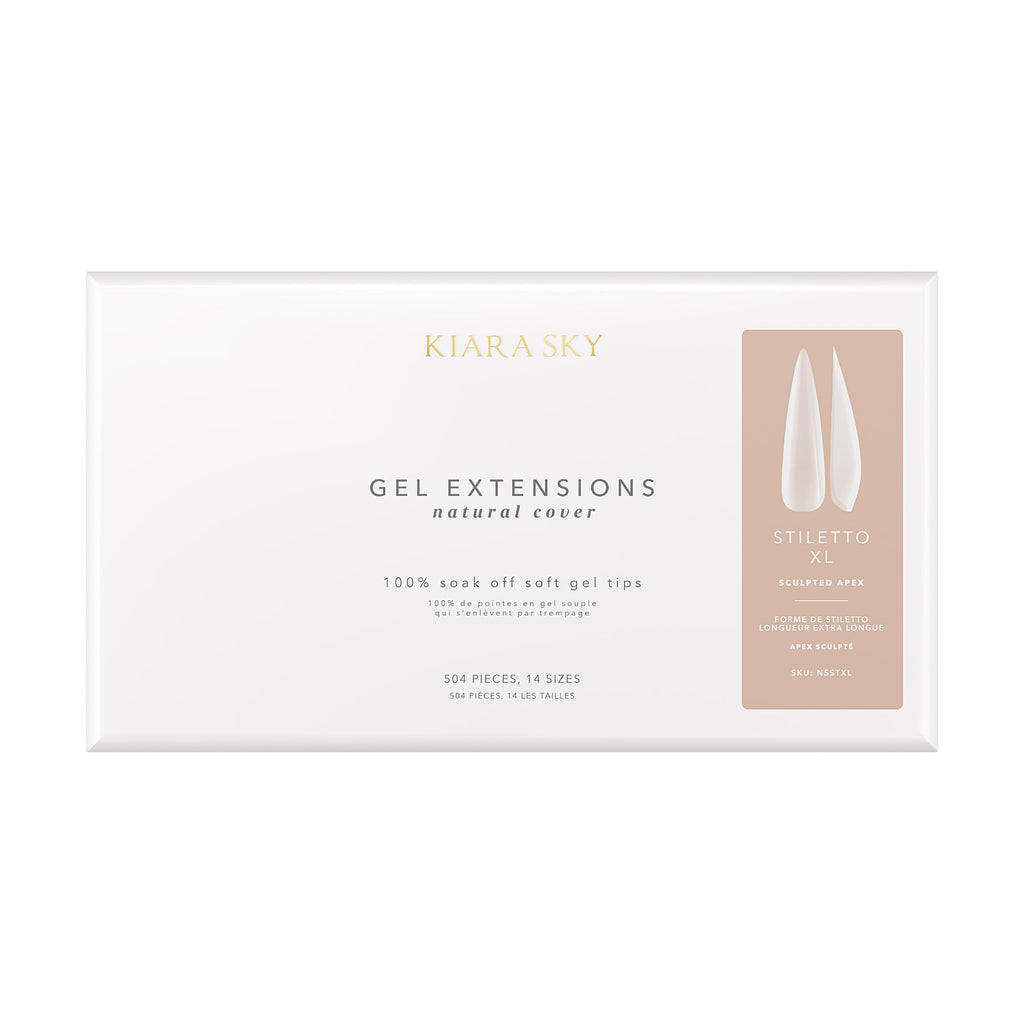 Kiara Sky Natural Cover Gel Extension Tips – 504 Tips, Stiletto XL, True Translucent Design