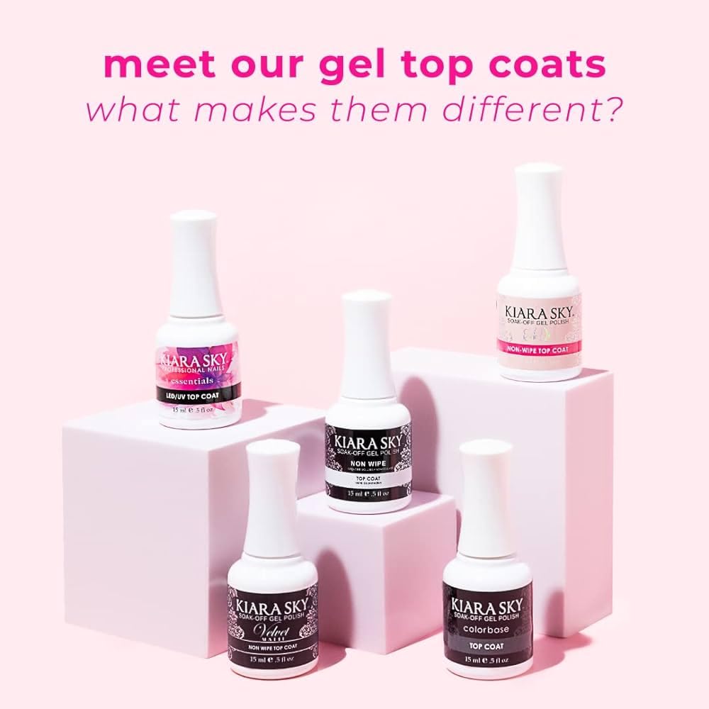 Kiara Sky LED UV Soak Off Gel Top Coat – Non-Wipe, High Gloss Finish