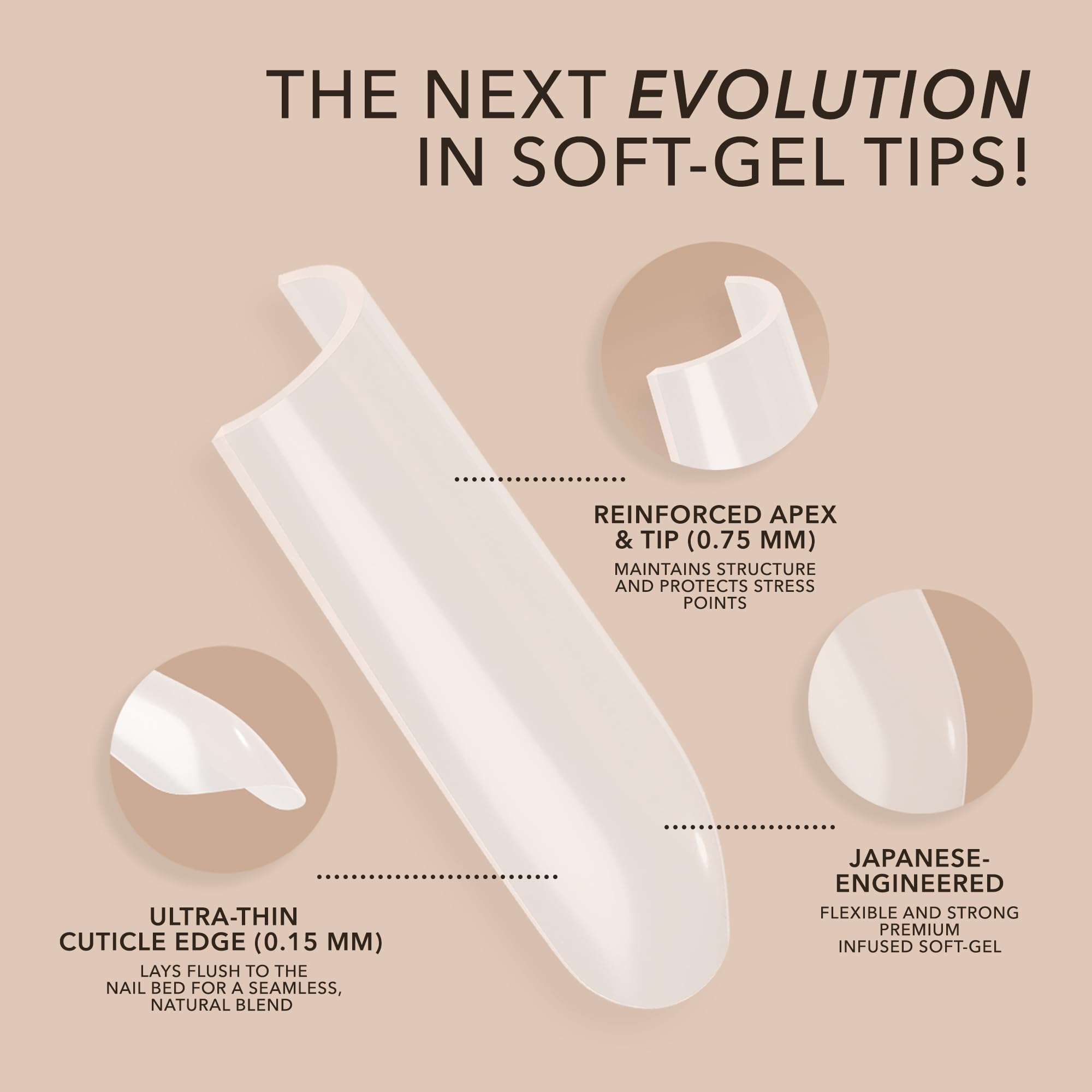 Kiara Sky Natural Cover Gel Extension Tips – 504 Tips, Stiletto XL, True Translucent Design