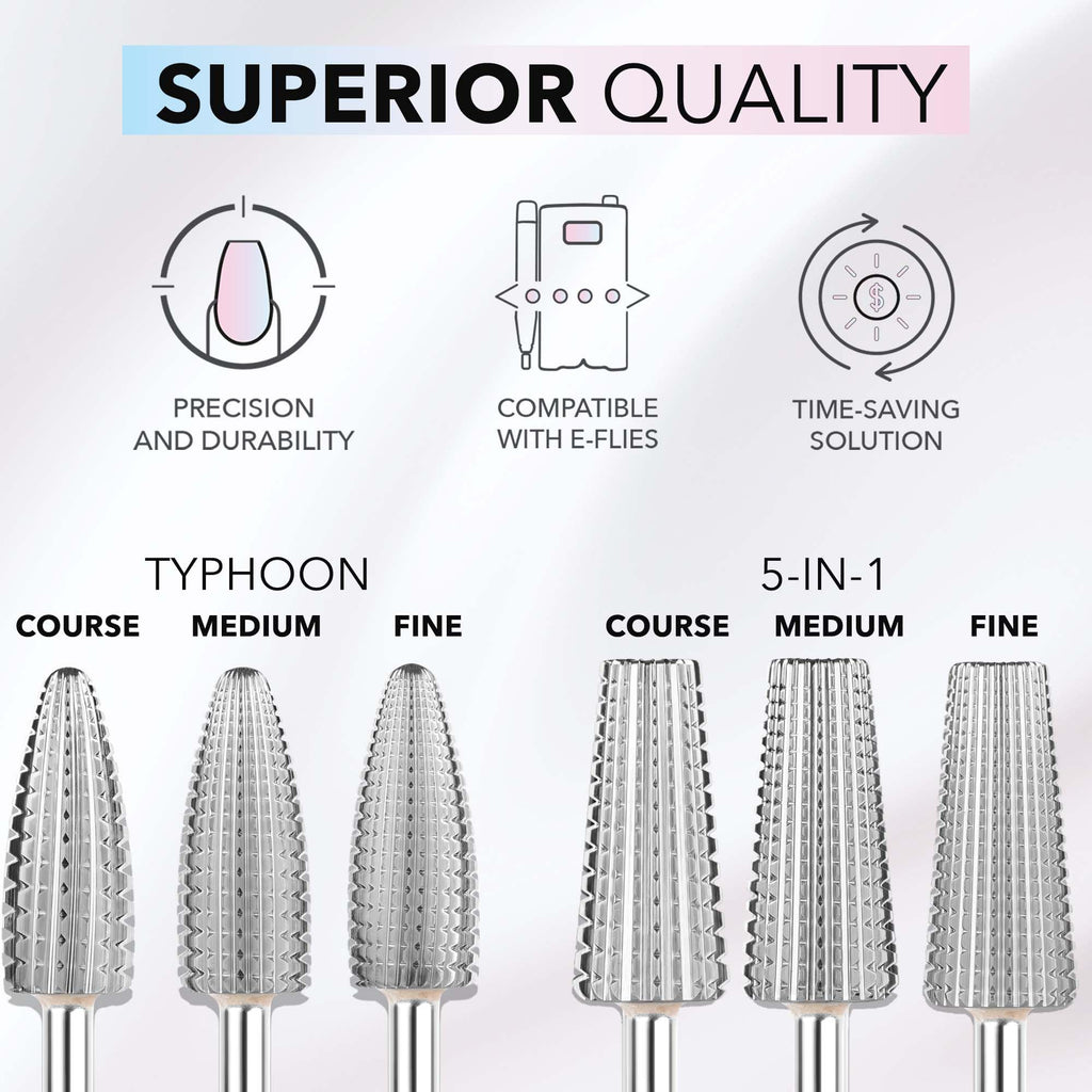 Kiara Sky Large Smooth Top Fine Universal Nail Drill Bit with Safety Edge | Non-Coated