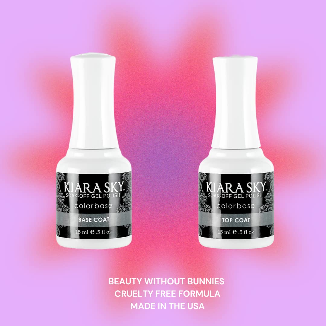 KIARA SKY Gel Polish Top Coat & Base Coat Duo – Soak Off Formula, 0.5 fl oz Each