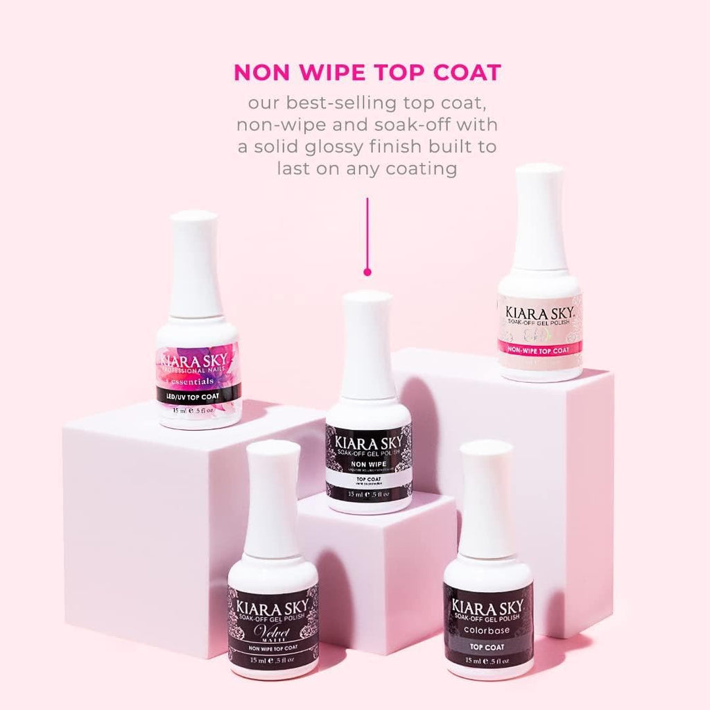 Kiara Sky LED UV Soak Off Gel Top Coat – Non-Wipe, High Gloss Finish