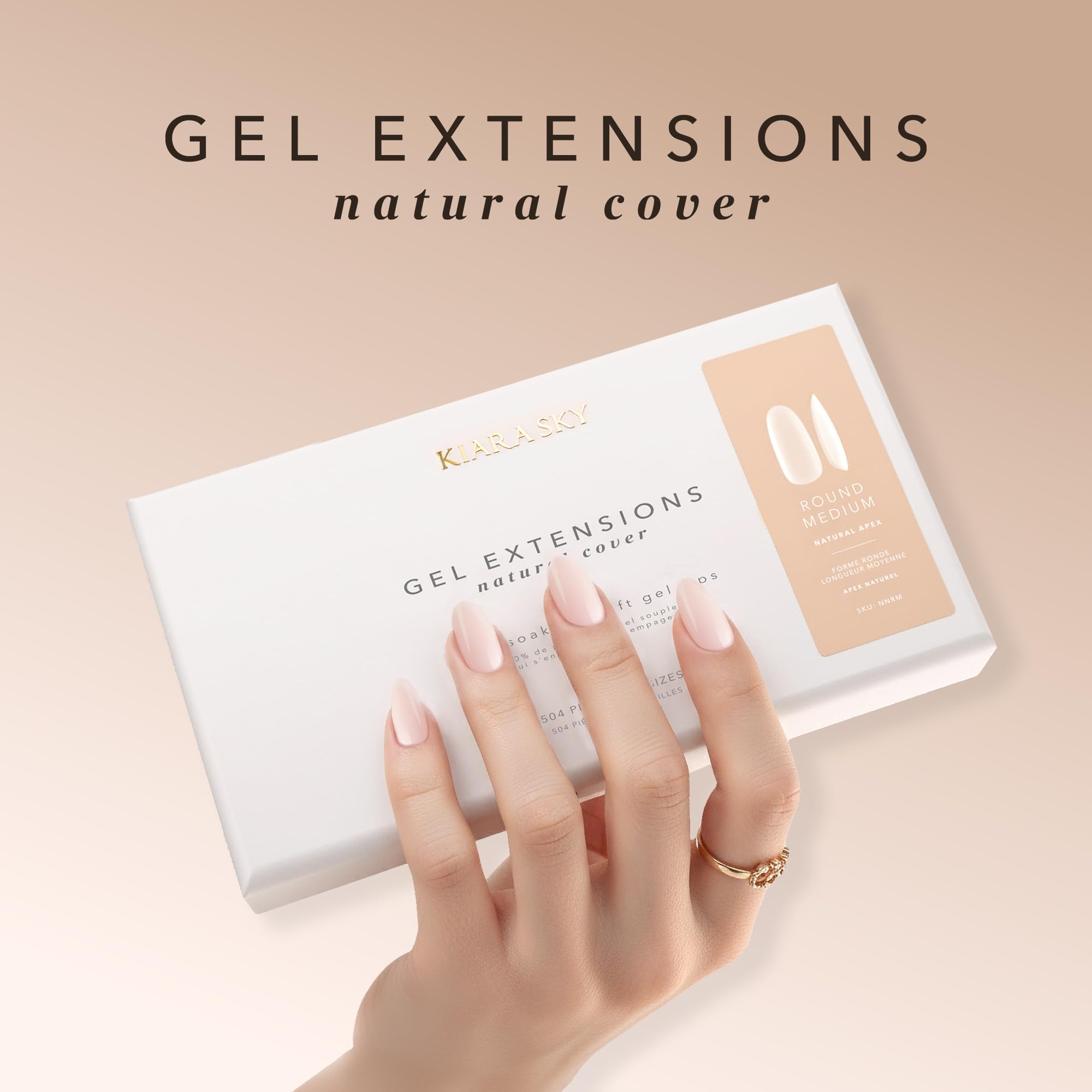 Kiara Sky Natural Cover Gel Extension Tips – 504 Tips, Stiletto XL, True Translucent Design