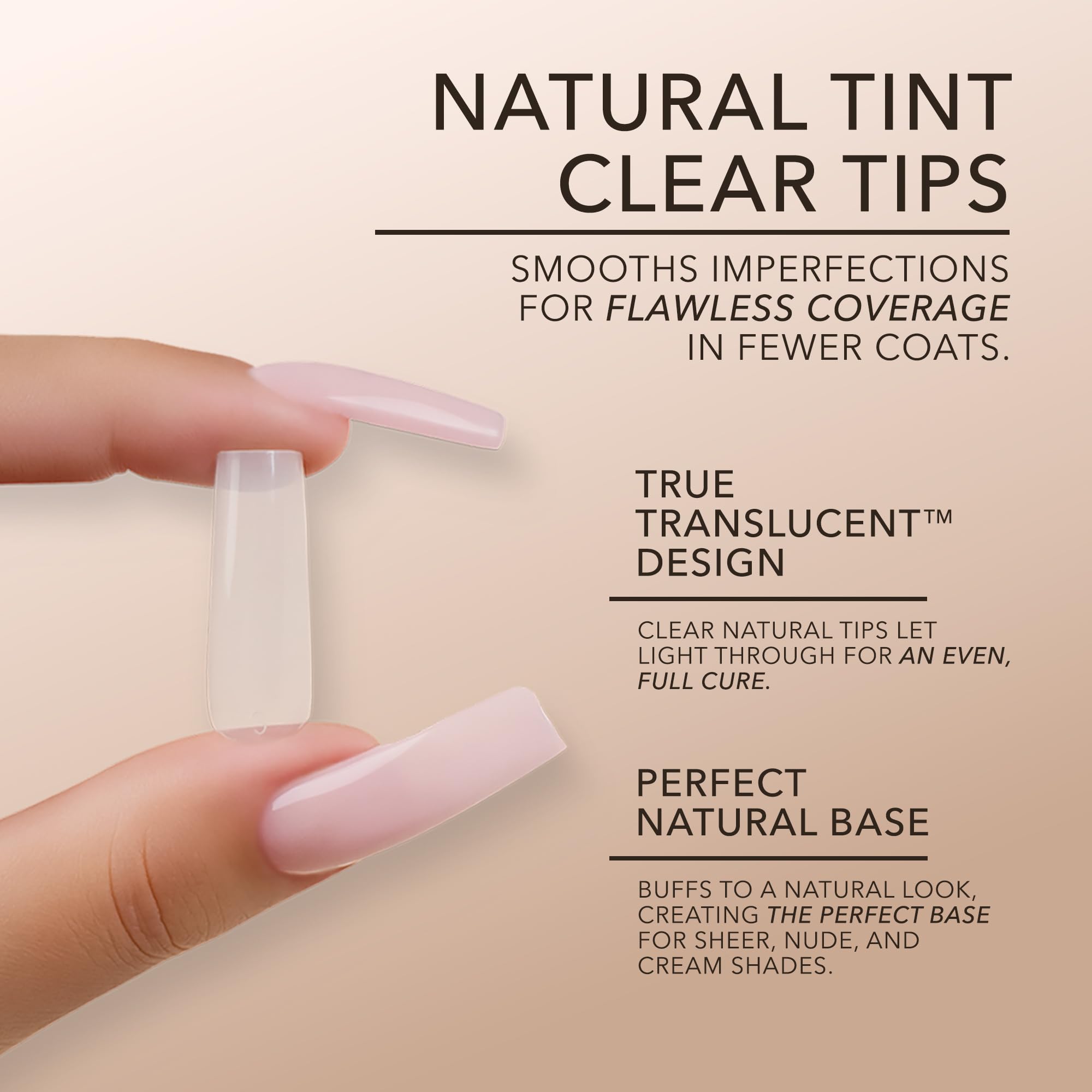 Kiara Sky Natural Cover Gel Extension Tips – 504 Tips, Stiletto XL, True Translucent Design