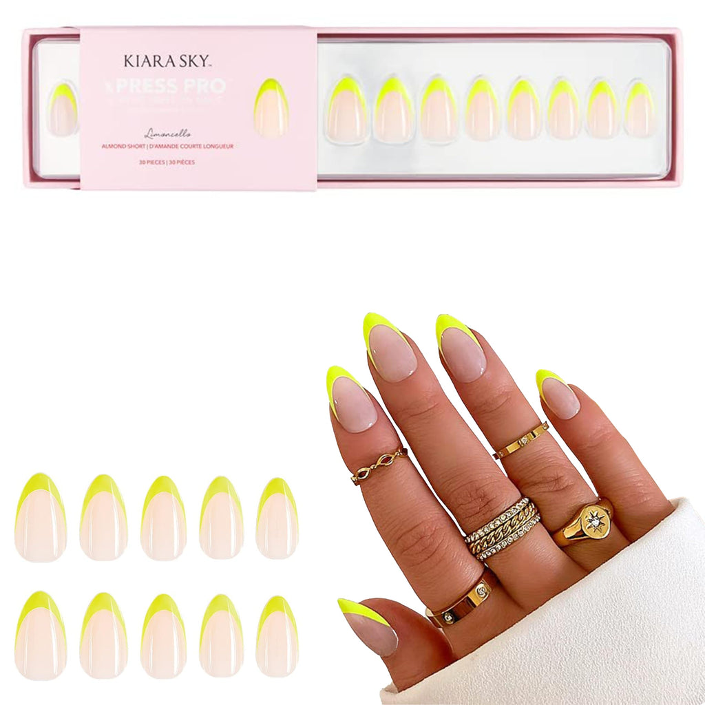 Kiara Sky XPRESS PRO 100% Acrylic Nails — Almond Short Limoncello, 30-Piece Kit