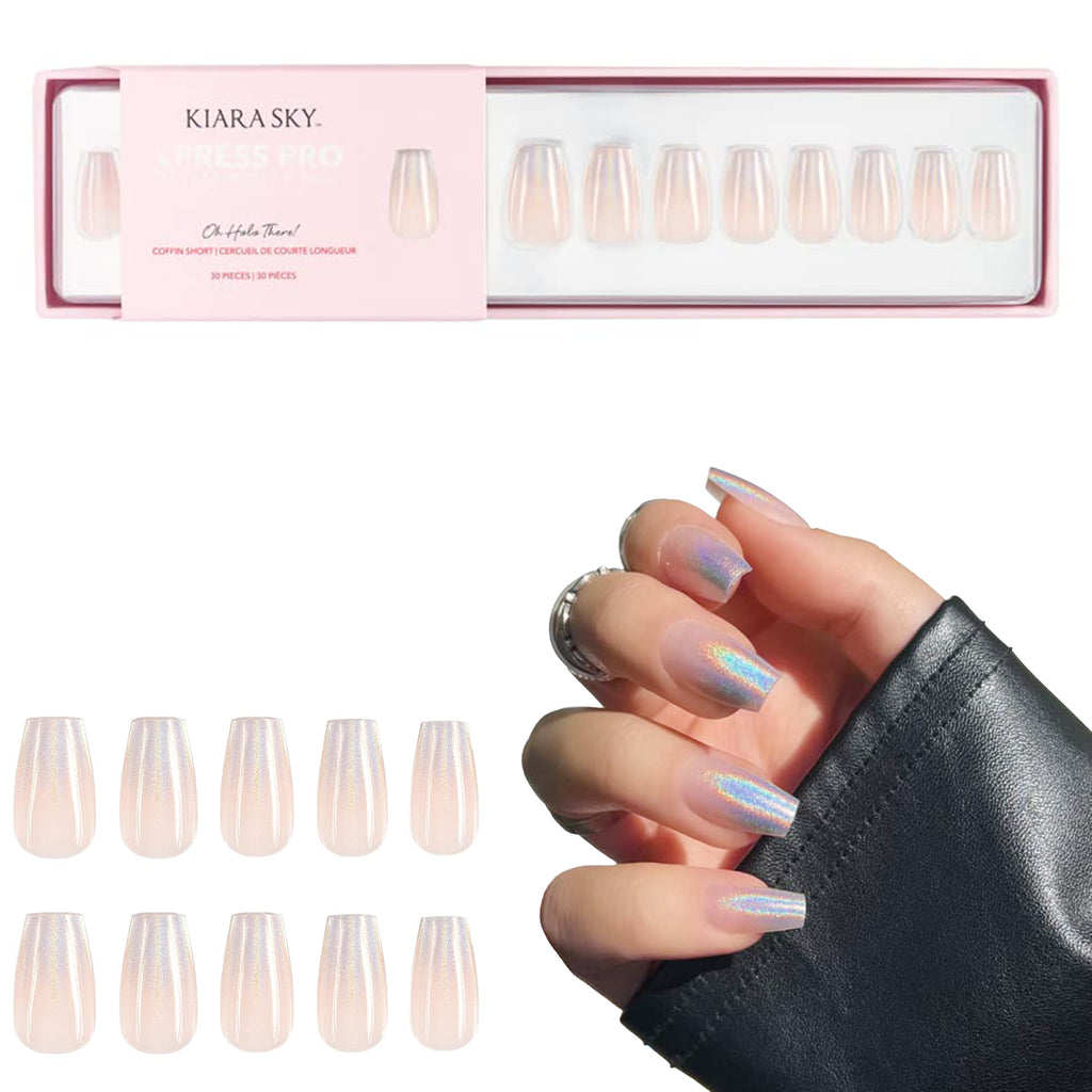 Kiara Sky XPRESS PRO Press On Nails – 30-Piece Short Coffin Kit Oh Hola There