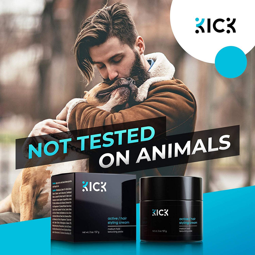Kick Active Men's Hair Cream – Medium Hold, Non-Greasy, Thickening, Hydration, Anti-Greying – 2 oz