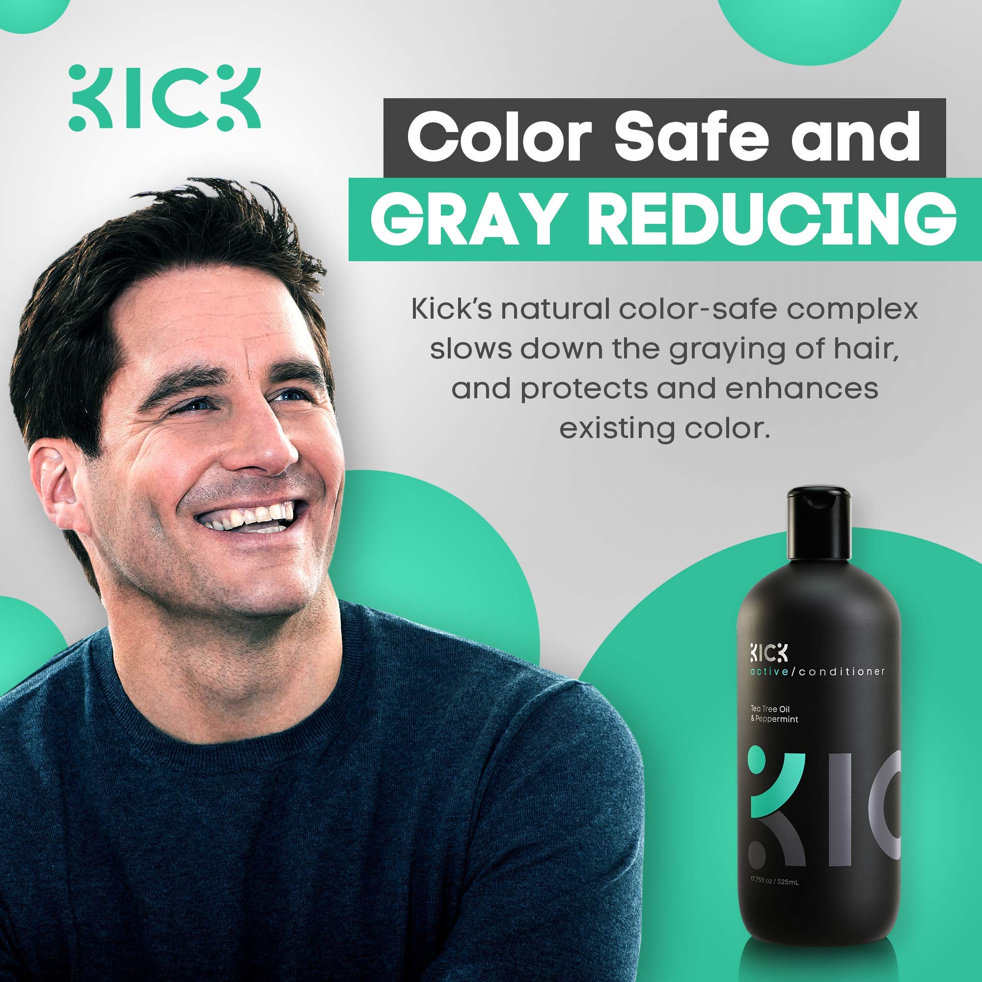 Kick Mens Conditioner: Tea Tree & Peppermint for Hair Loss, 17oz