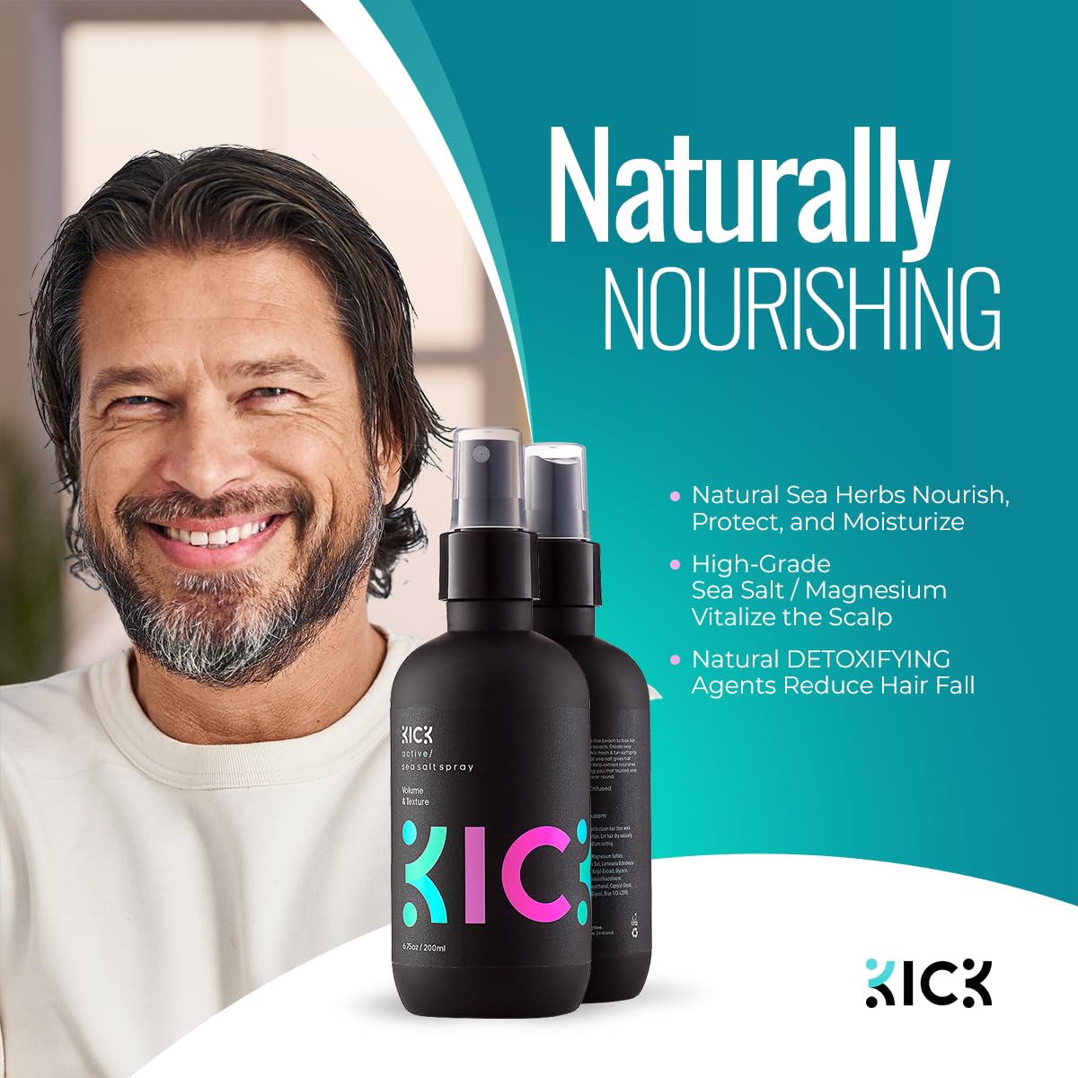 Kick Sea Salt Spray for Men – Beach Waves, Natural Texture & Volume | 200ml