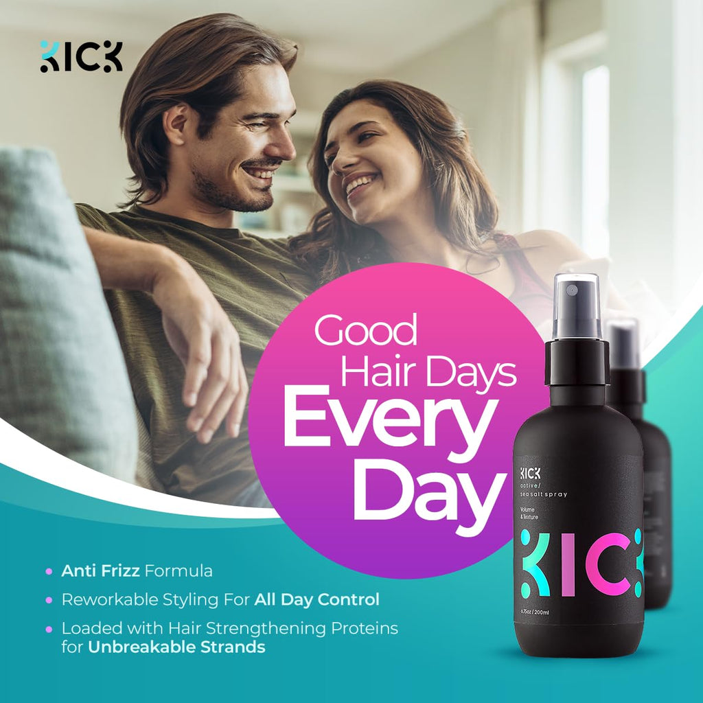 Kick Sea Salt Spray for Men – Beach Waves, Natural Texture & Volume | 200ml