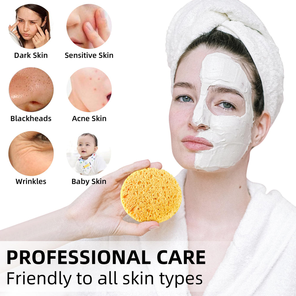 Kickleen 120-Count Compressed Facial Sponges – Natural Cellulose Spa Sponges for Daily Cleansing