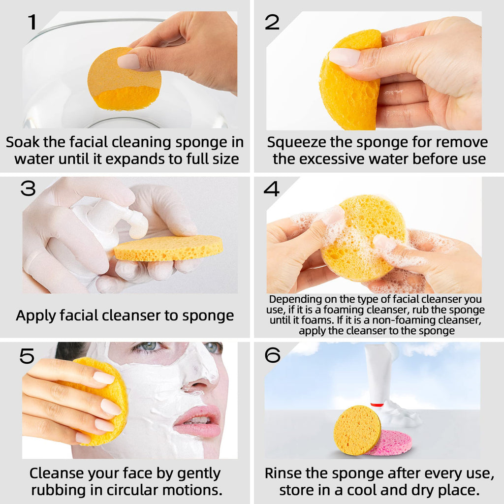 Kickleen 120-Count Compressed Facial Sponges – Natural Cellulose Spa Sponges for Daily Cleansing
