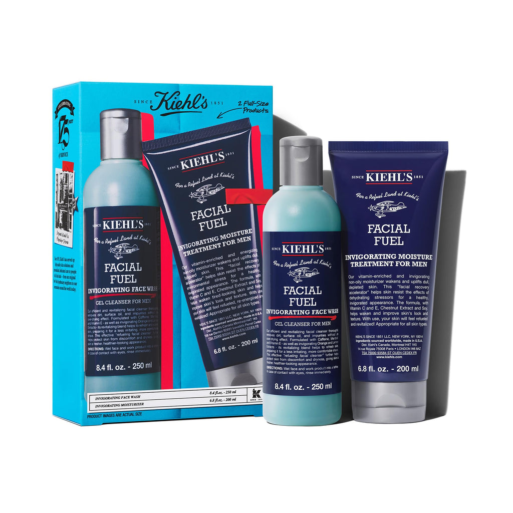 Kiehl's Men's Skincare Routine Gift Set – Facial Fuel Cleanser & Moisturizer, $80 Value