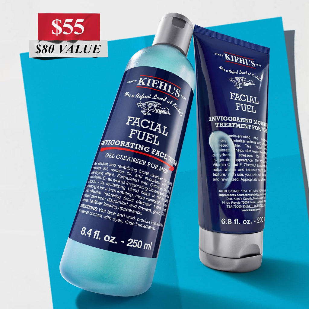 Kiehl's Men's Skincare Routine Gift Set – Facial Fuel Cleanser & Moisturizer, $80 Value