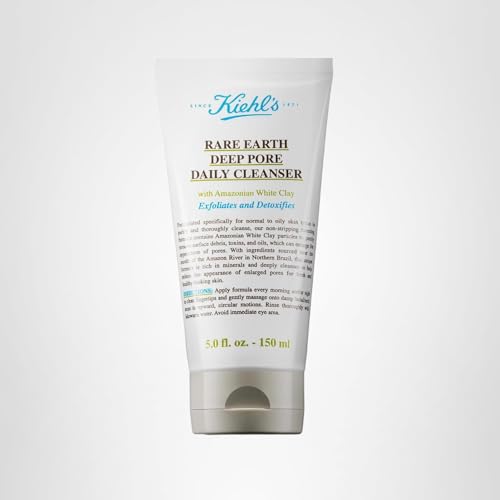 Kiehl's Rare Earth Deep Pore Daily Cleanser | Fragrance-Free Oily Skin Face Wash with Amazonian White Clay | 5 oz
