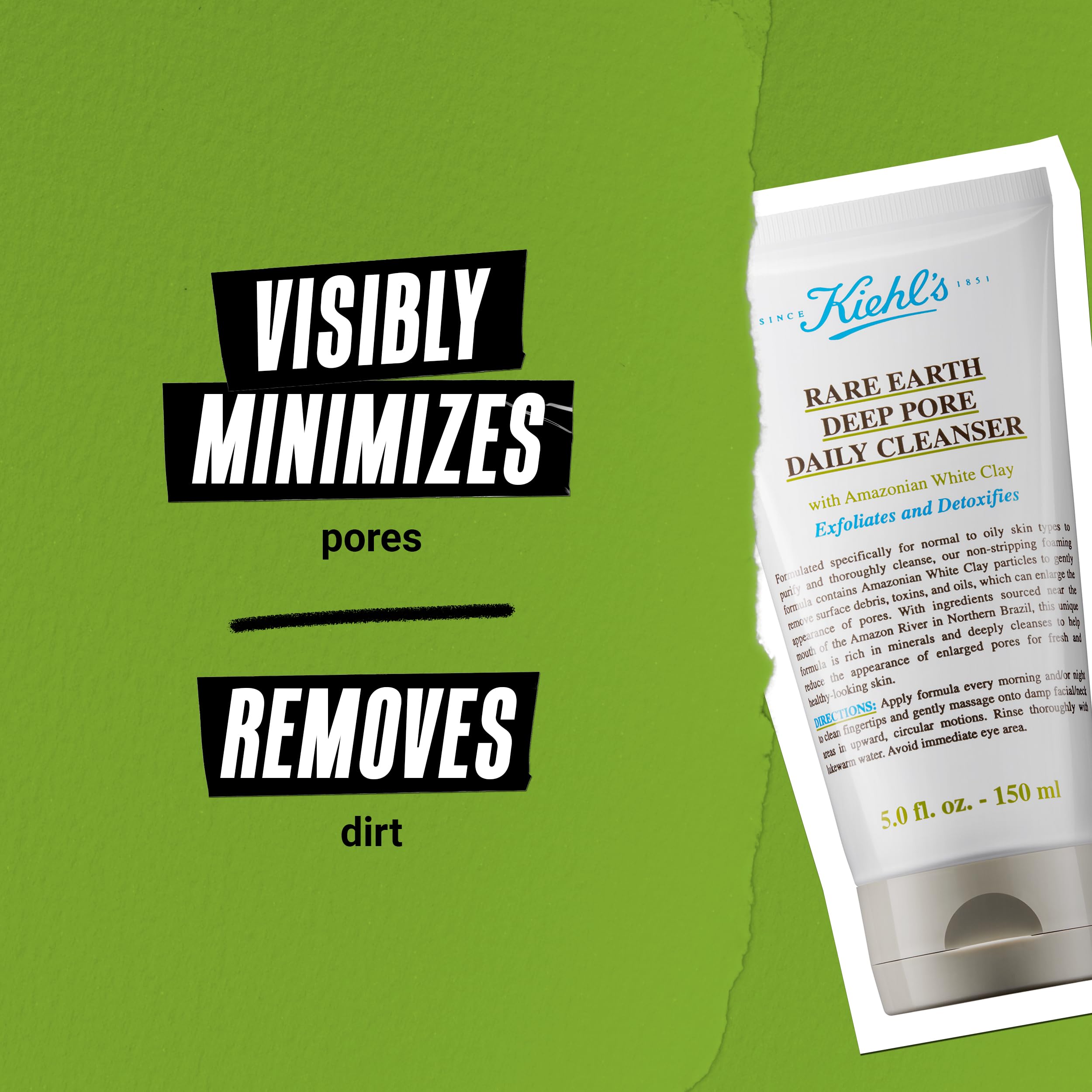 Kiehl's Rare Earth Deep Pore Daily Cleanser | Fragrance-Free Oily Skin Face Wash with Amazonian White Clay | 5 oz