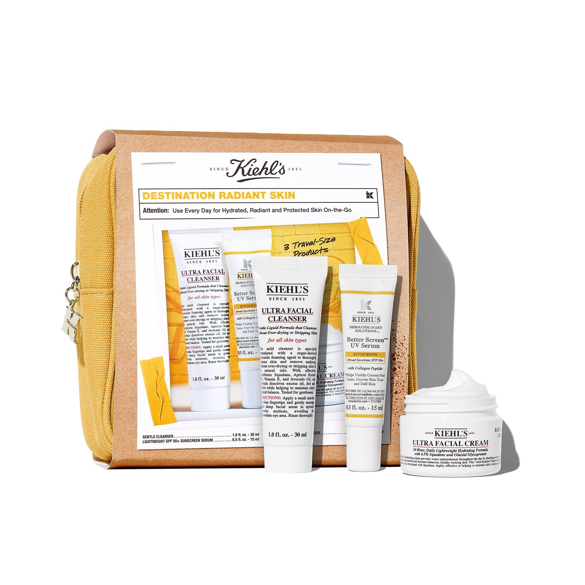 Kiehl's Travel Size Skincare Gift Set – 3-Piece TSA-Friendly Kit, $49 Value