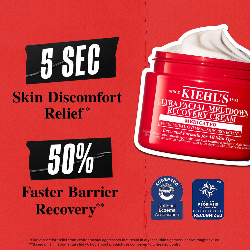 Kiehl's Ultra Facial Recovery Barrier Cream – Lightweight Moisturizing Face Cream for Dry & Sensitive Skin (1.7 fl oz)