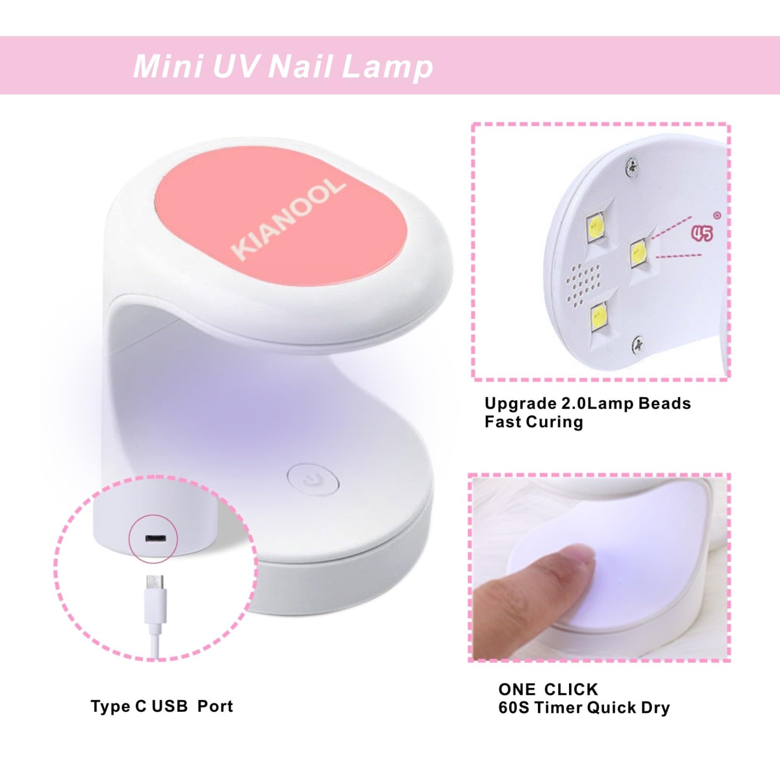 KIANOOL Short Square Gel x Nail Tips Kit – 552pcs, Mini UV Lamp, 5-in-1 Nail Glue