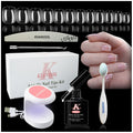KIANOOL Short Square Gel x Nail Tips Kit – 552pcs, Mini UV Lamp, 5-in-1 Nail Glue