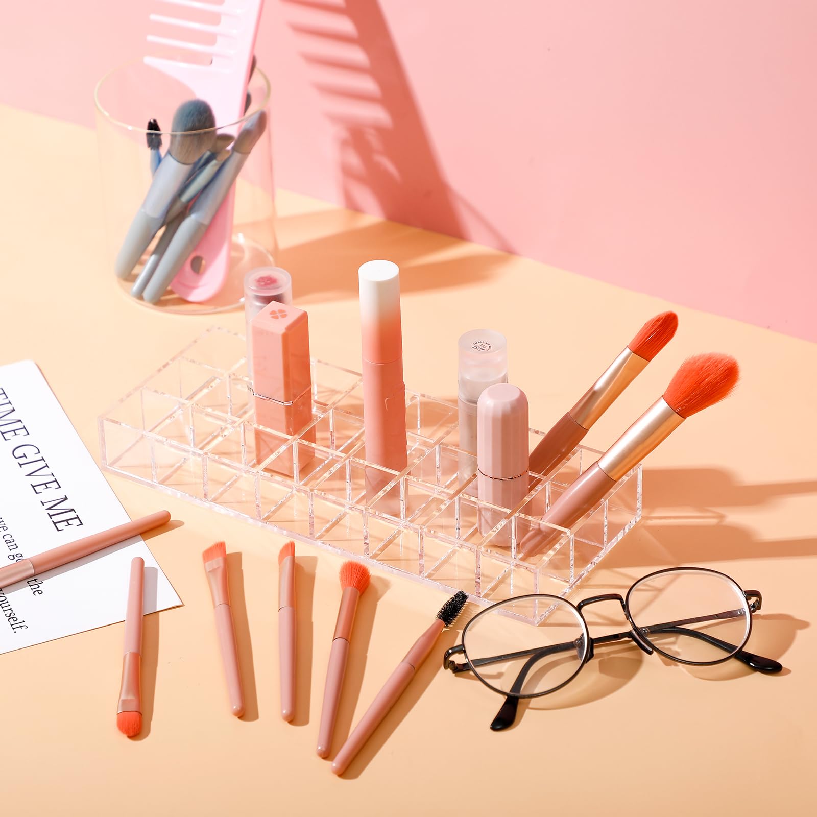 Kigley 3-Piece Clear Lipstick Organizer – Acrylic Lip Gloss Holder with 24 Slots