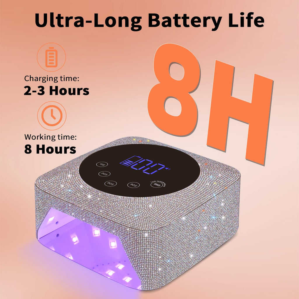 Kikugu Cordless UV Nail Lamp 72W – 5 Timer Settings, Rechargeable, Auto Sensor
