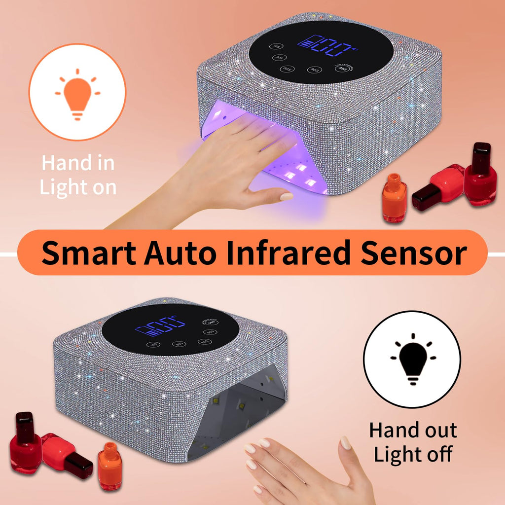 Kikugu Cordless UV Nail Lamp 72W – 5 Timer Settings, Rechargeable, Auto Sensor