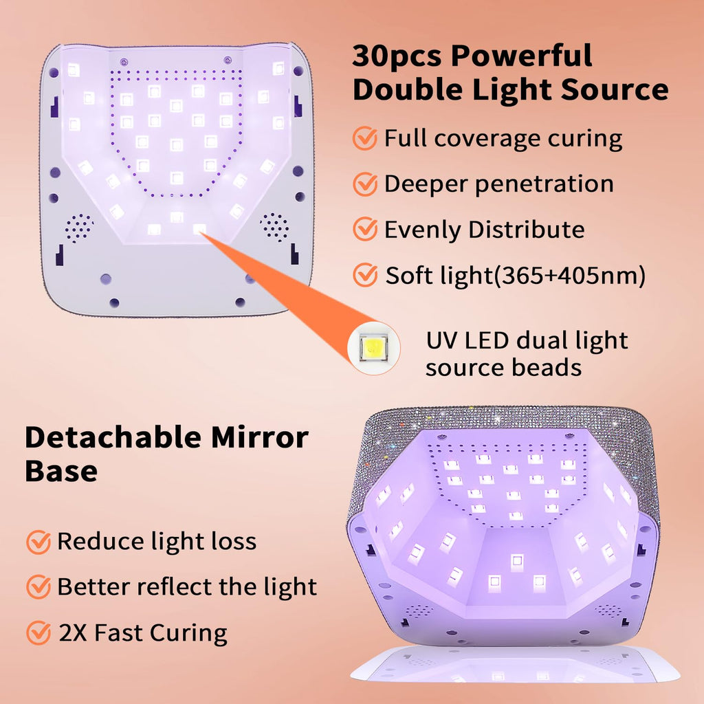 Kikugu Cordless UV Nail Lamp 72W – 5 Timer Settings, Rechargeable, Auto Sensor