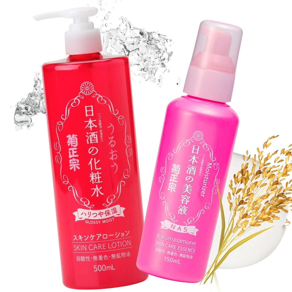 Kikumasamune Hydrating Face Lotion & Vitamin C Serum Duo – Fermented Rice, Ceramide & Soy Protein