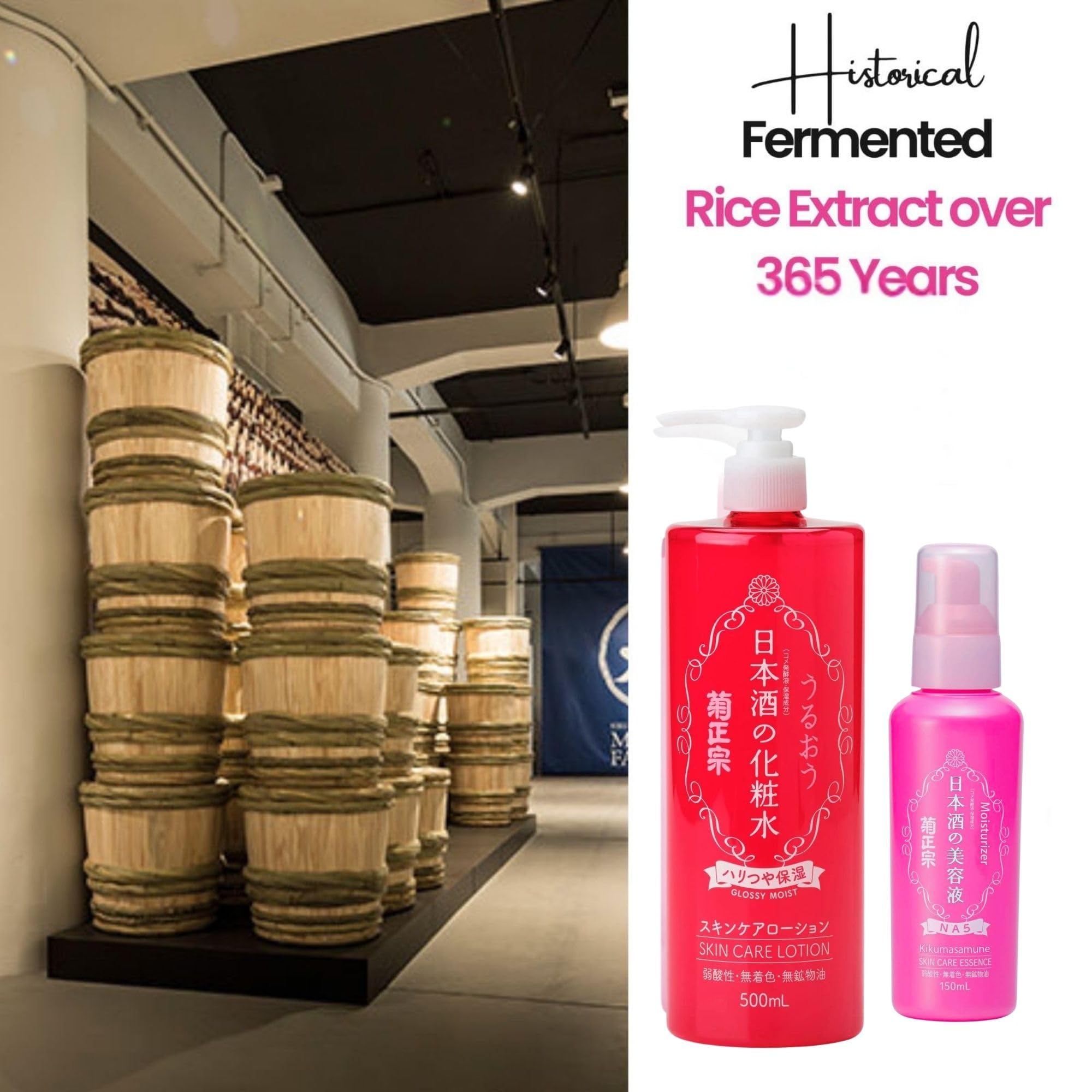 Kikumasamune Hydrating Face Lotion & Vitamin C Serum Duo – Fermented Rice, Ceramide & Soy Protein