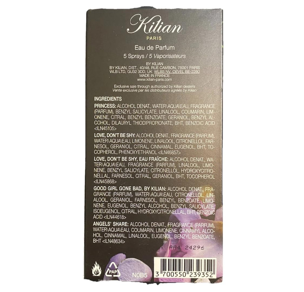 Kilian Paris Mini Discovery Set: 5x1.5ml EDP Samples (Love Don't Be Shy, Princess, Angels' Share, Good Girl Gon Bad, Love Don't Be Shy Eau Fraiche)