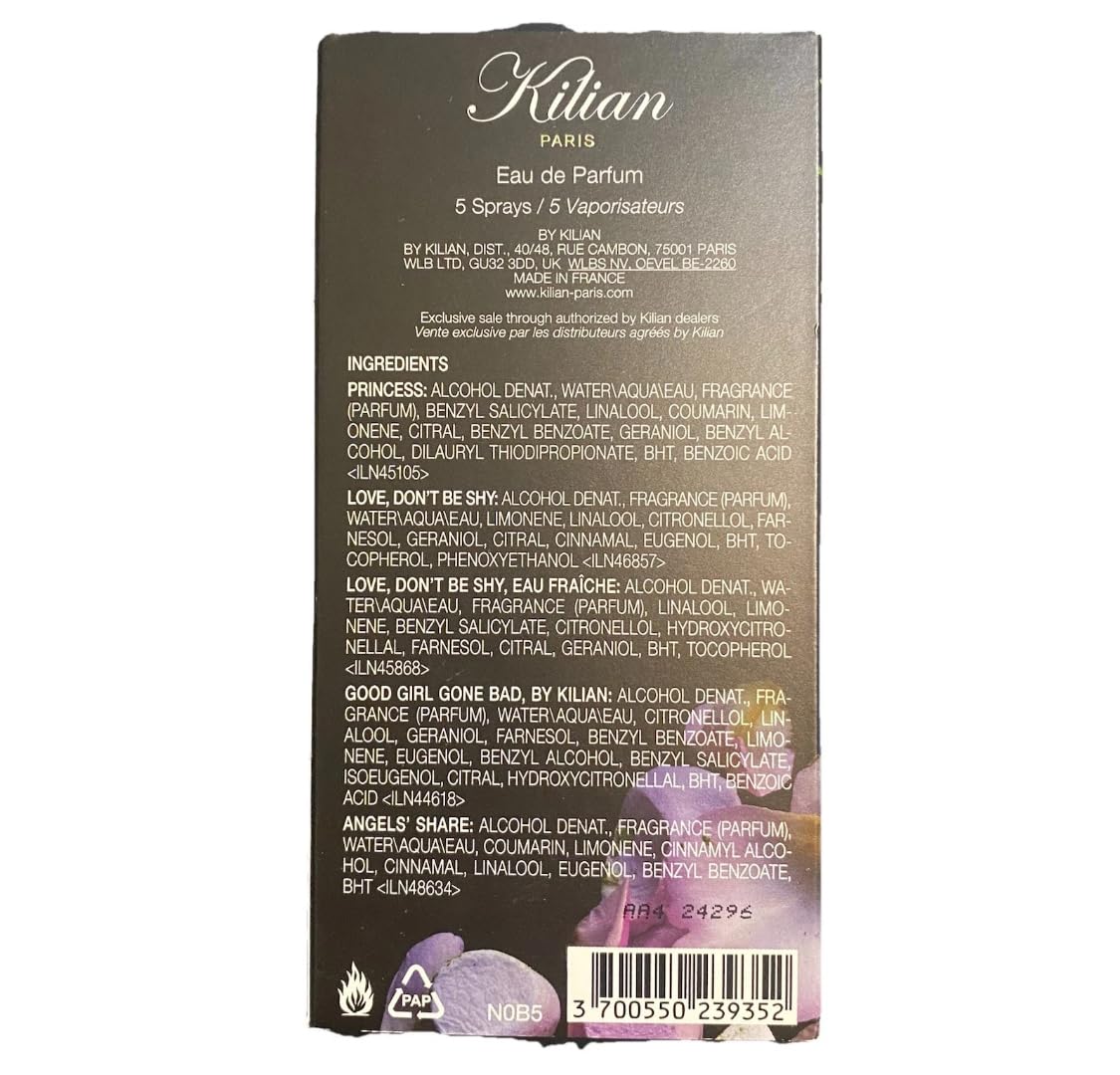 Kilian Paris Mini Discovery Set: 5x1.5ml EDP Samples (Love Don't Be Shy, Princess, Angels' Share, Good Girl Gon Bad, Love Don't Be Shy Eau Fraiche)