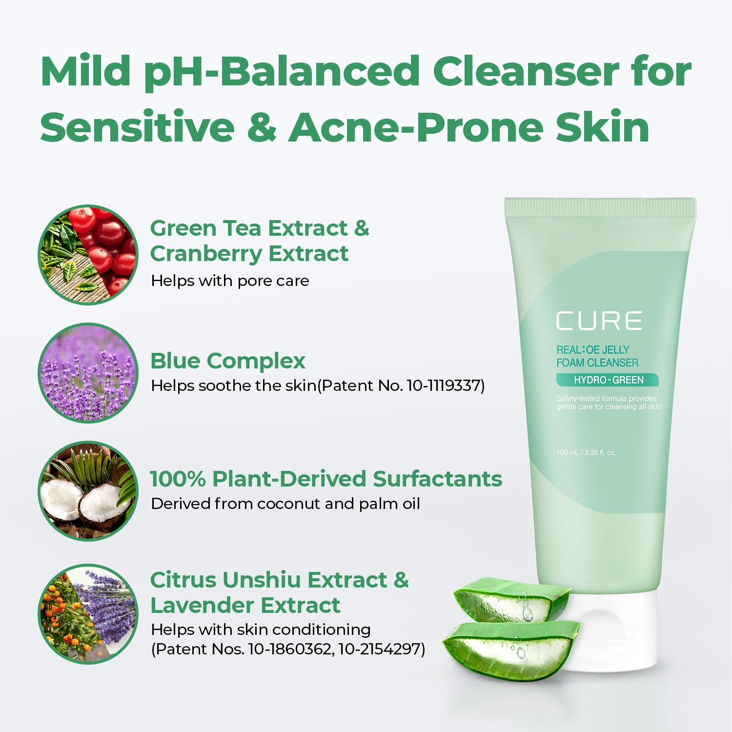 Kim Jeong Moon Aloe CURE Foam Cleanser — Hydrating Korean Face Wash for Sensitive Skin, 3.38 fl oz