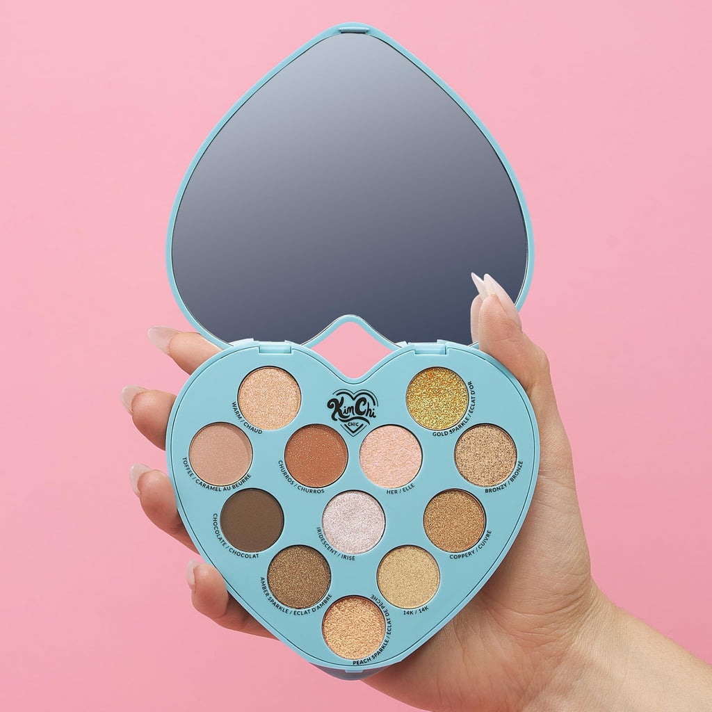 Kimchi Chic Spinning Hearts Love Eyeshadow Palette — 12 Shades for Soft Glam to Bold Looks, Long-Lasting