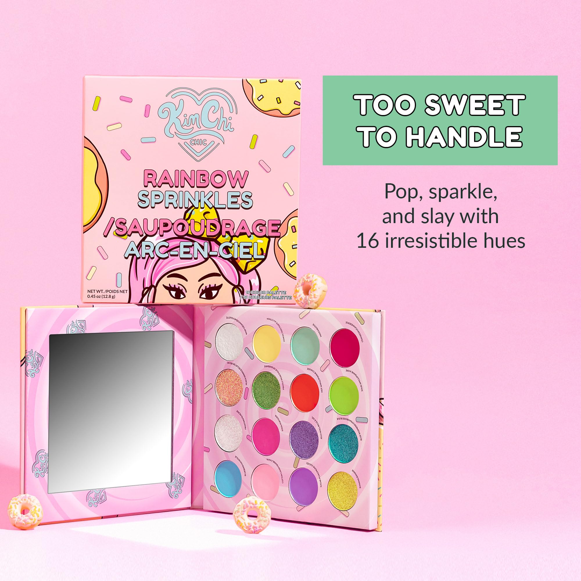 KimChiChic Beauty Donut Collection Eyeshadow Palette – 16 Matte, Pigment & Glitter Shadows