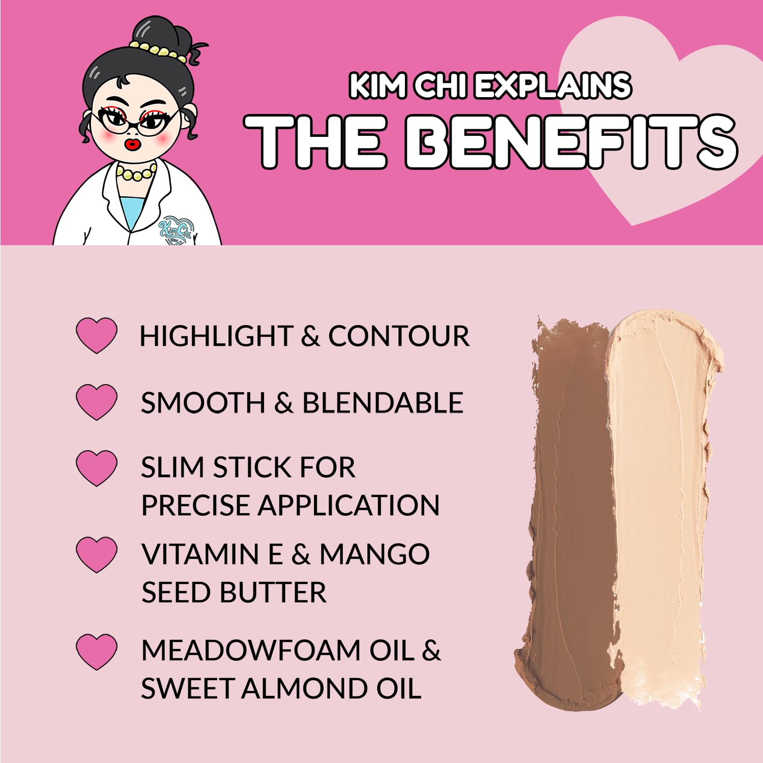 KimChiChic Beauty Effn Sculpt Dual-Ended Highlight & Contour Stick – Creamy, Blendable, Cruelty-Free (Light)