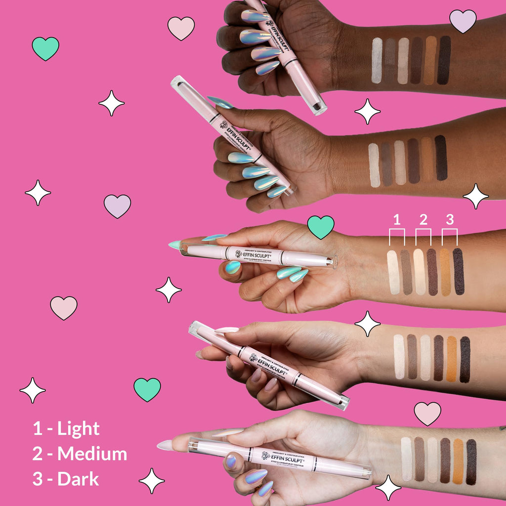 KimChiChic Beauty Effn Sculpt Dual-Ended Highlight & Contour Stick – Creamy, Blendable, Cruelty-Free (Light)