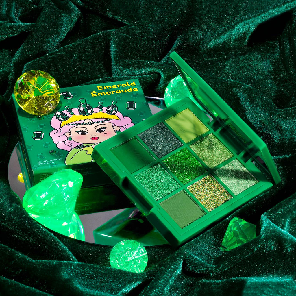 KimChiChic Jewel Collection Emerald Eyeshadow Palette – Pigmented, Blendable, Long-Lasting Matte & Glitter Shades | Cruelty-Free